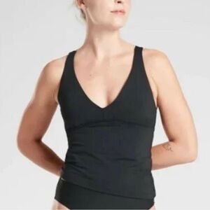 Athleta XXS  A-C Plunge Tankini Top Black NWT Swim Bathing